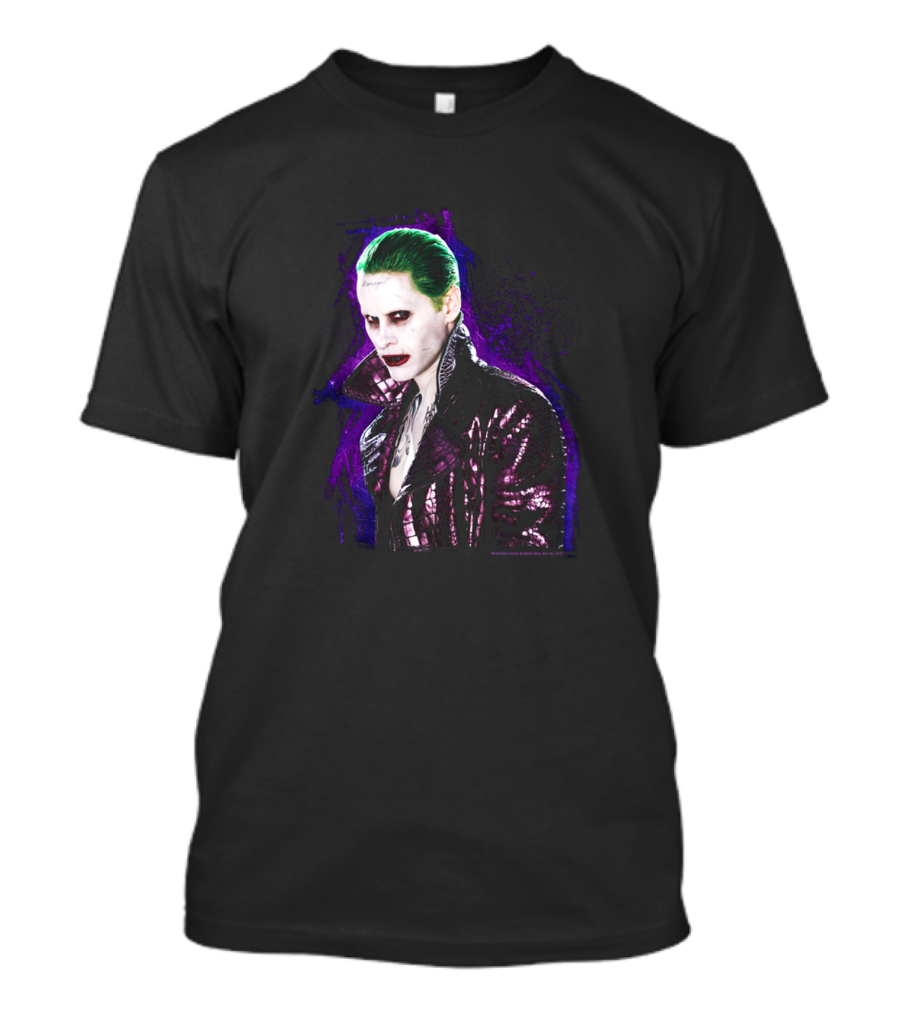 Suicide Squad Joker Stare Green Hair Purple Background T-Shirt