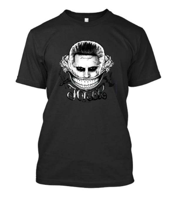 Damaged Joker Face With Wide Grin And Joker Text T-Shirt