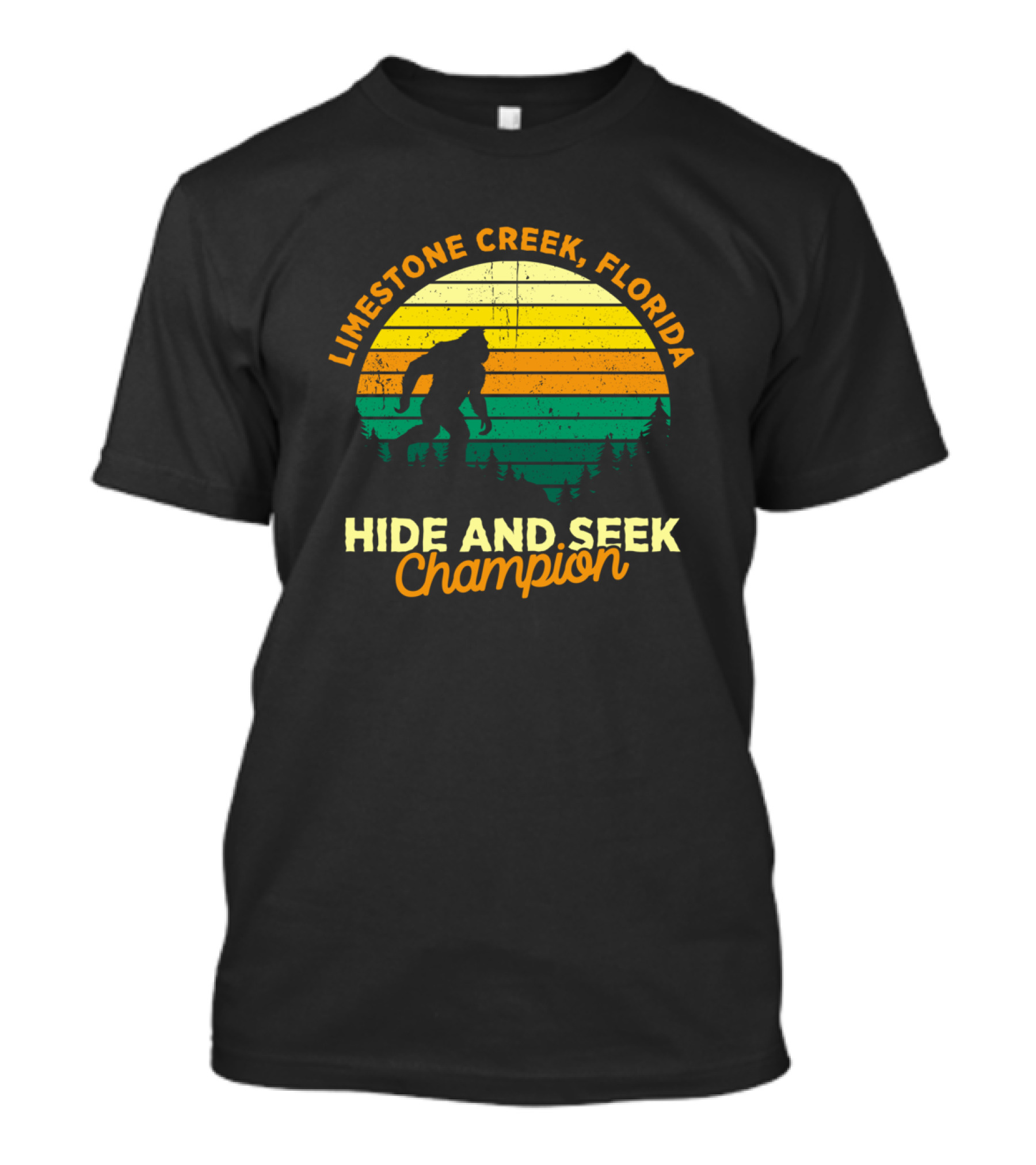 Limestone Creek Florida Hide And Seek Champion Retro Bigfoot T-Shirt