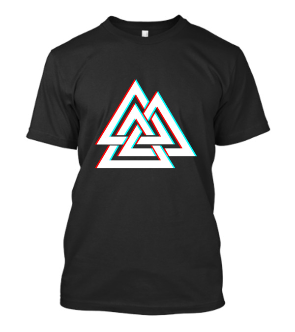 Trippy Valknut Symbol Nordic Wiccan Glitch Effect T-Shirt