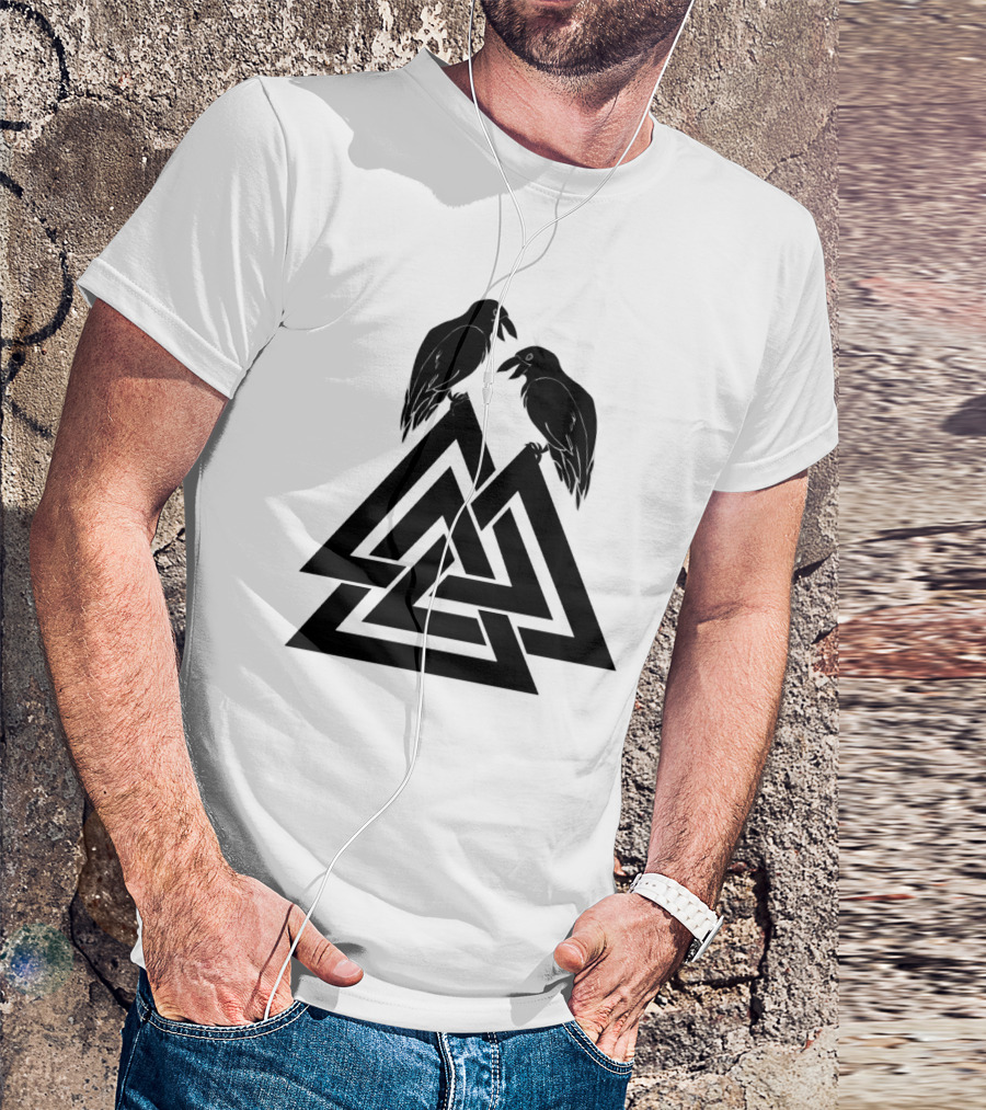 Valknut Odin Raven Viking Symbol Norse Mythology T-Shirt