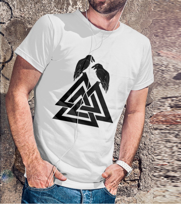 Valknut Odin Raven Viking Symbol Norse Mythology T-Shirt