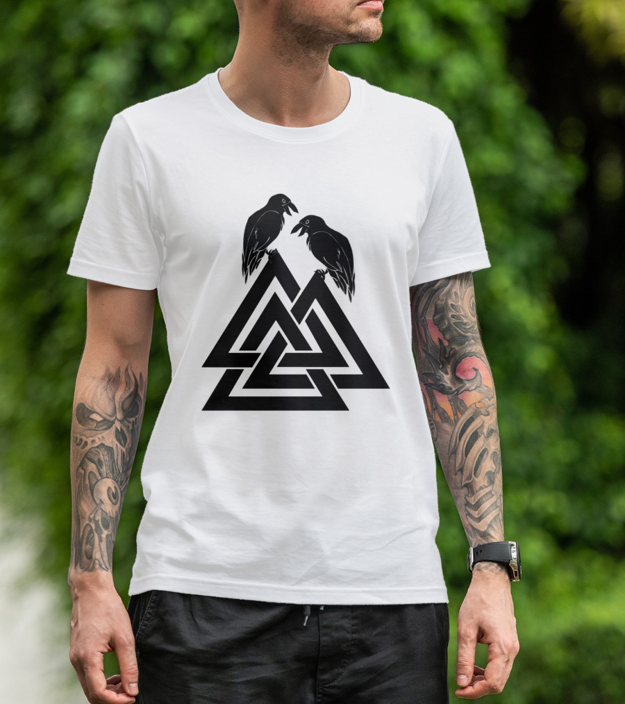 Valknut Odin Raven Viking Symbol Norse Mythology T-Shirt