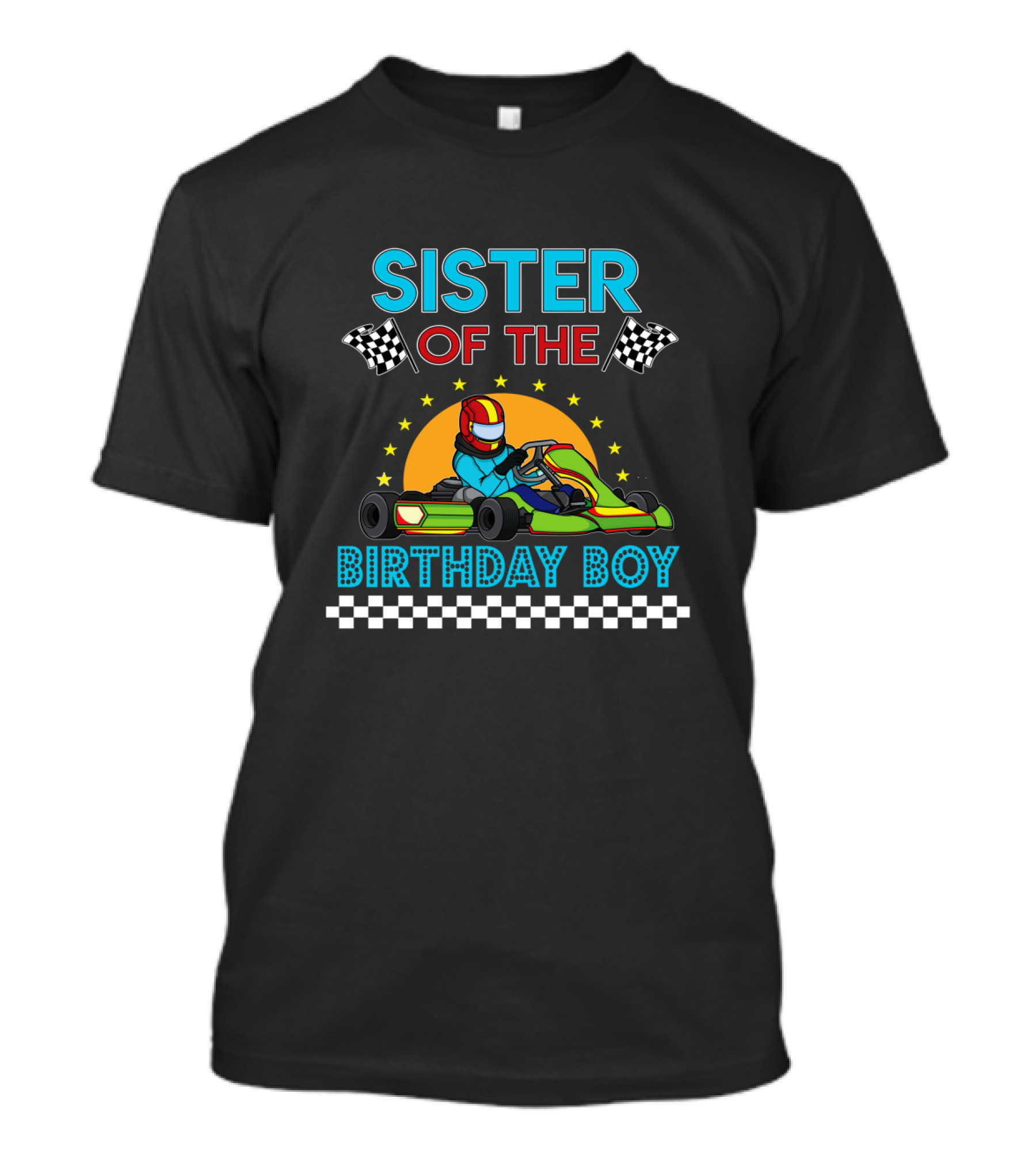 Sister Of The Birthday Boy Go Kart Racing Checkered Flag T-Shirt