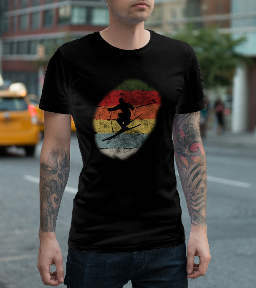 Retro Vintage Skiing Winter Birthday T-Shirt