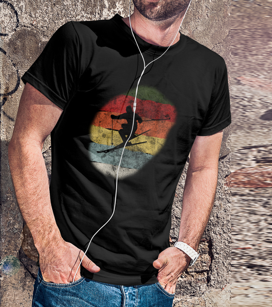 Retro Vintage Skiing Winter Birthday T-Shirt