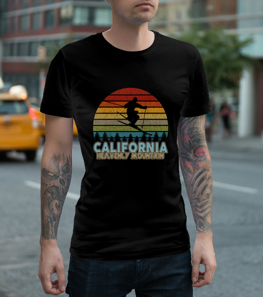 California Skiing Vintage Winter Heavenly Mountain T-Shirt