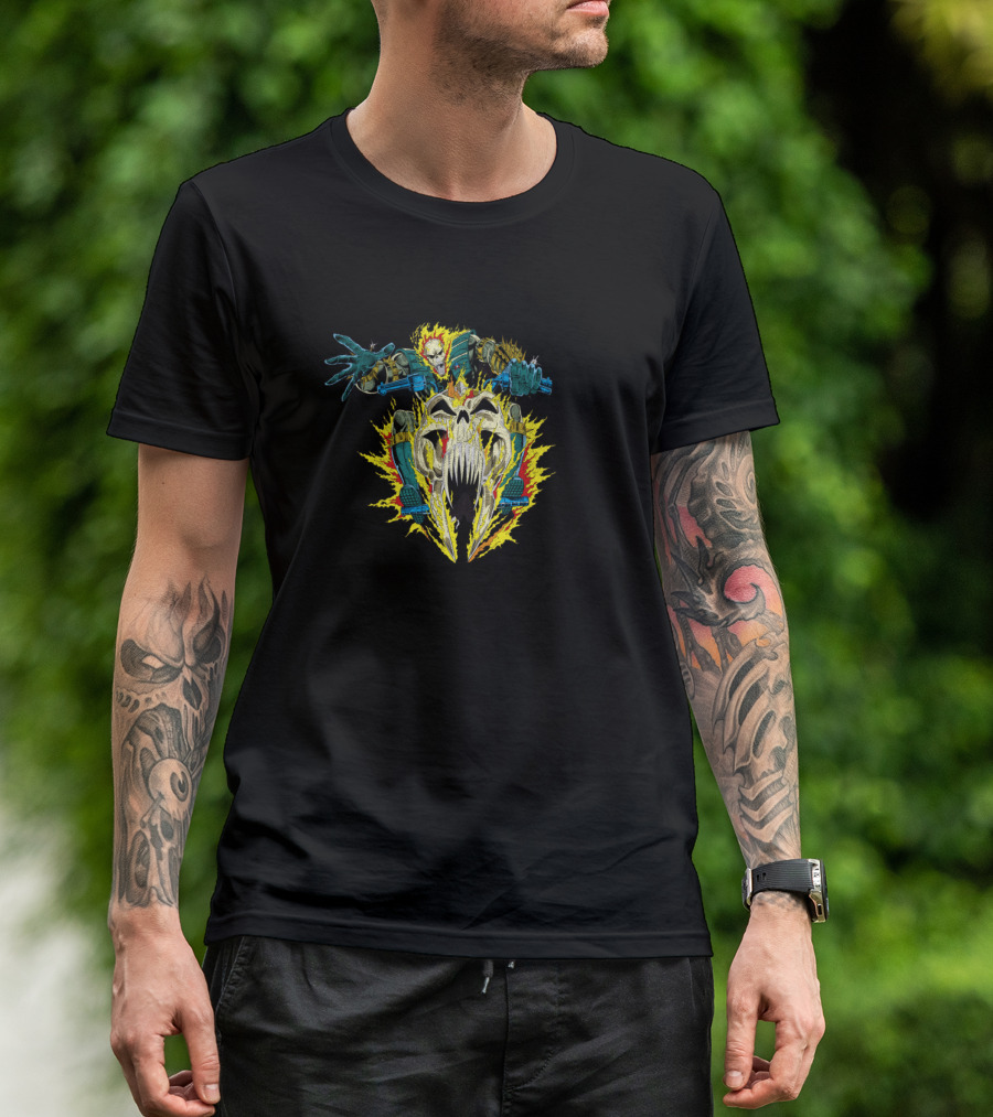 Marvel Ghost Rider Iconic Fiery Skull Action Shot T-Shirt