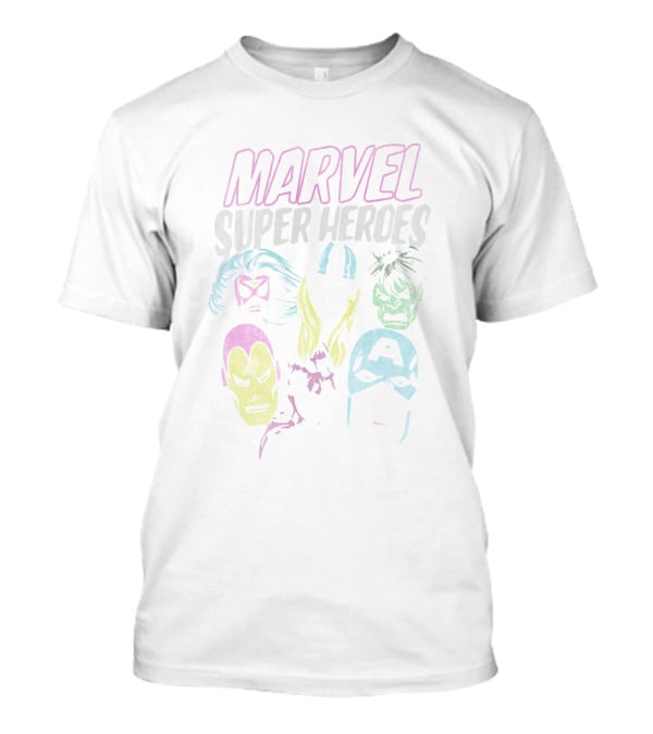 MARVEL SUPER HEROES Group Shot Comic Themed Classic Characters T-Shirt