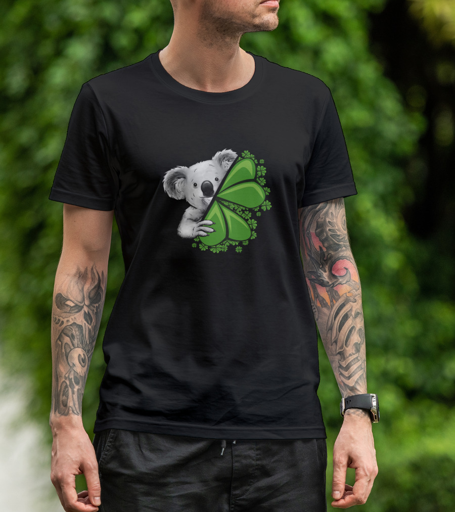 Lucky Koala With Irish Clover And Shamrocks T-Shirt