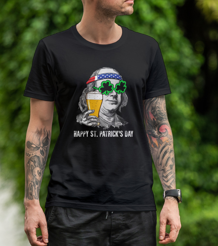 Happy St. Patrick's Day George Washington Beer Clover Glasses T-Shirt