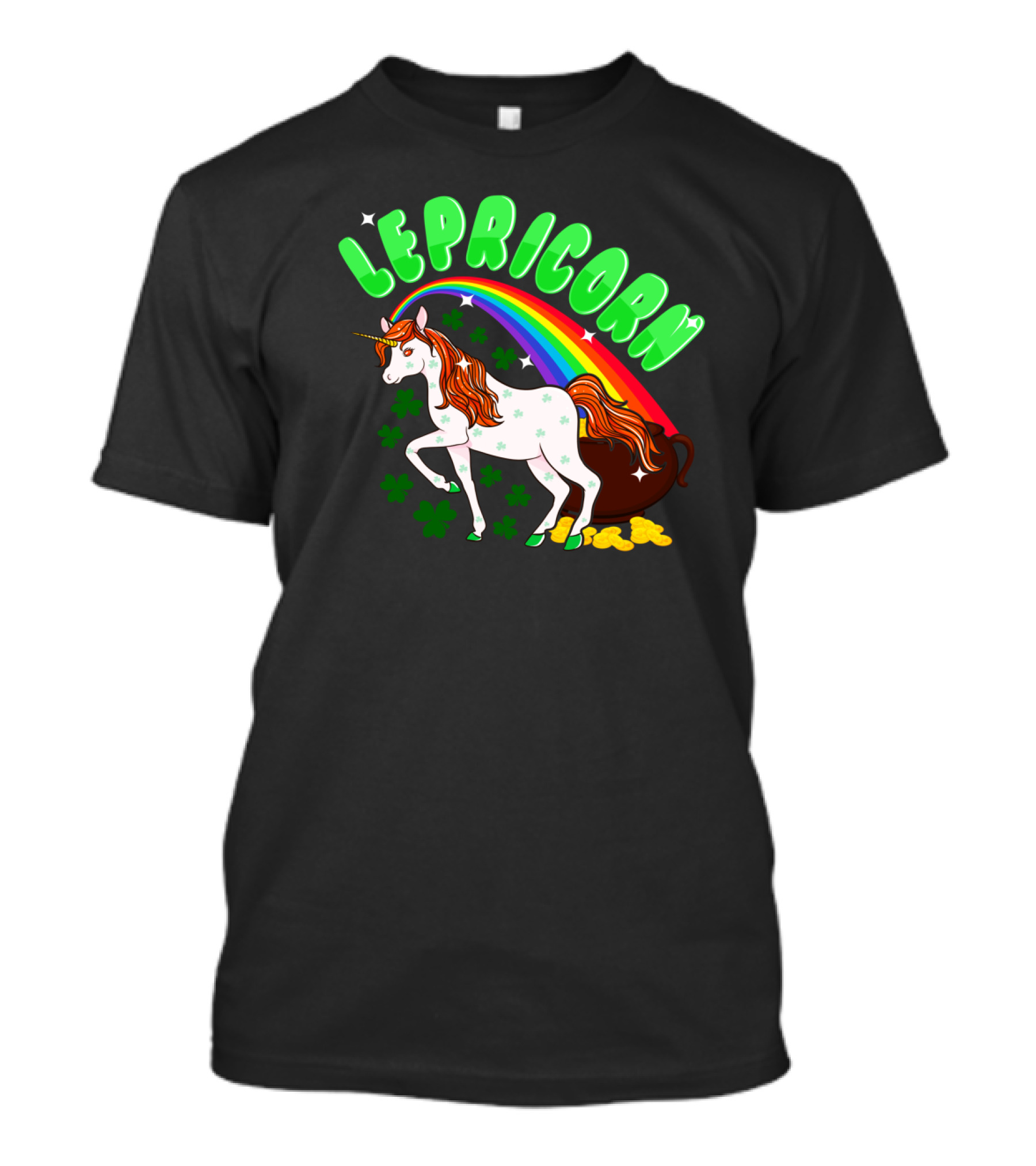 Lepricorn St Patricks Day Unicorn Rainbow Clover Pot Of Gold T-Shirt