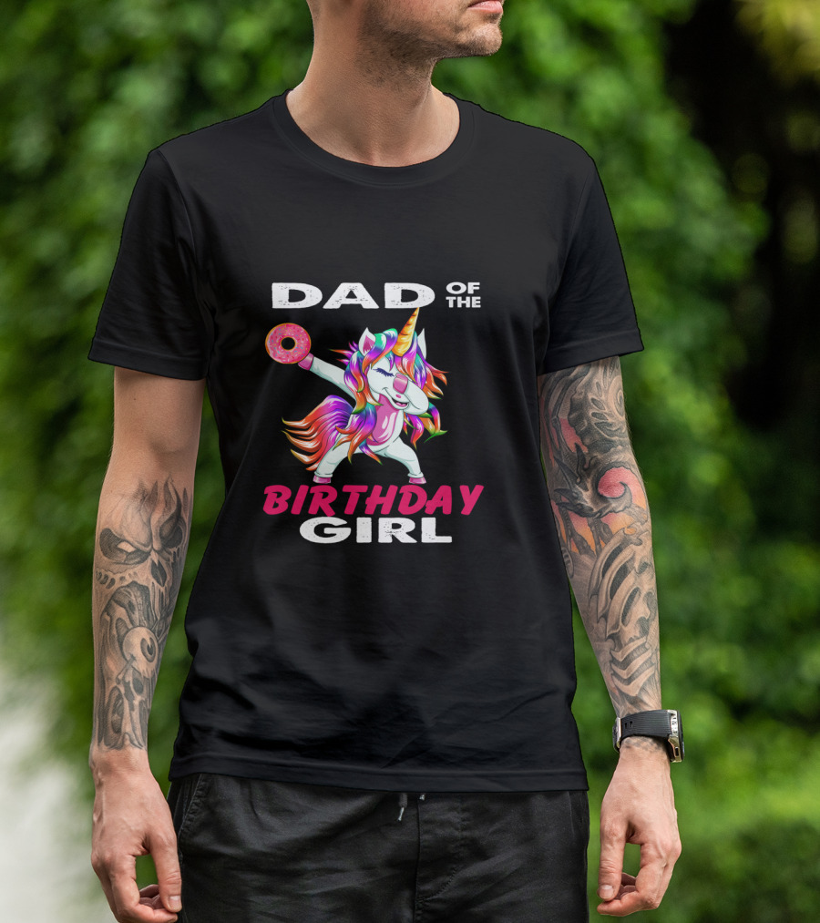 Dad Of The Birthday Girl Unicorn Donut T-Shirt
