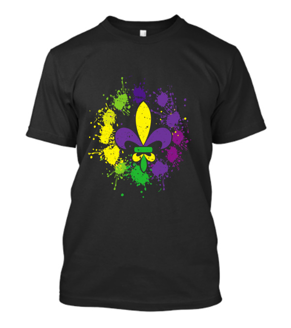 Fleur De Lis Mardi Gras Colors Paint Splatter Vintage T-Shirt