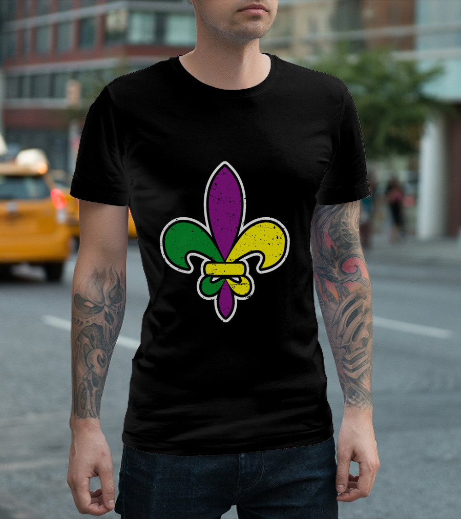 Mardi Gras Colored Fleur De Lis Iconic T-Shirt