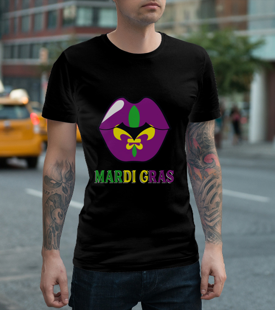 Mardi Gras Fleur De Lis Lips T-Shirt