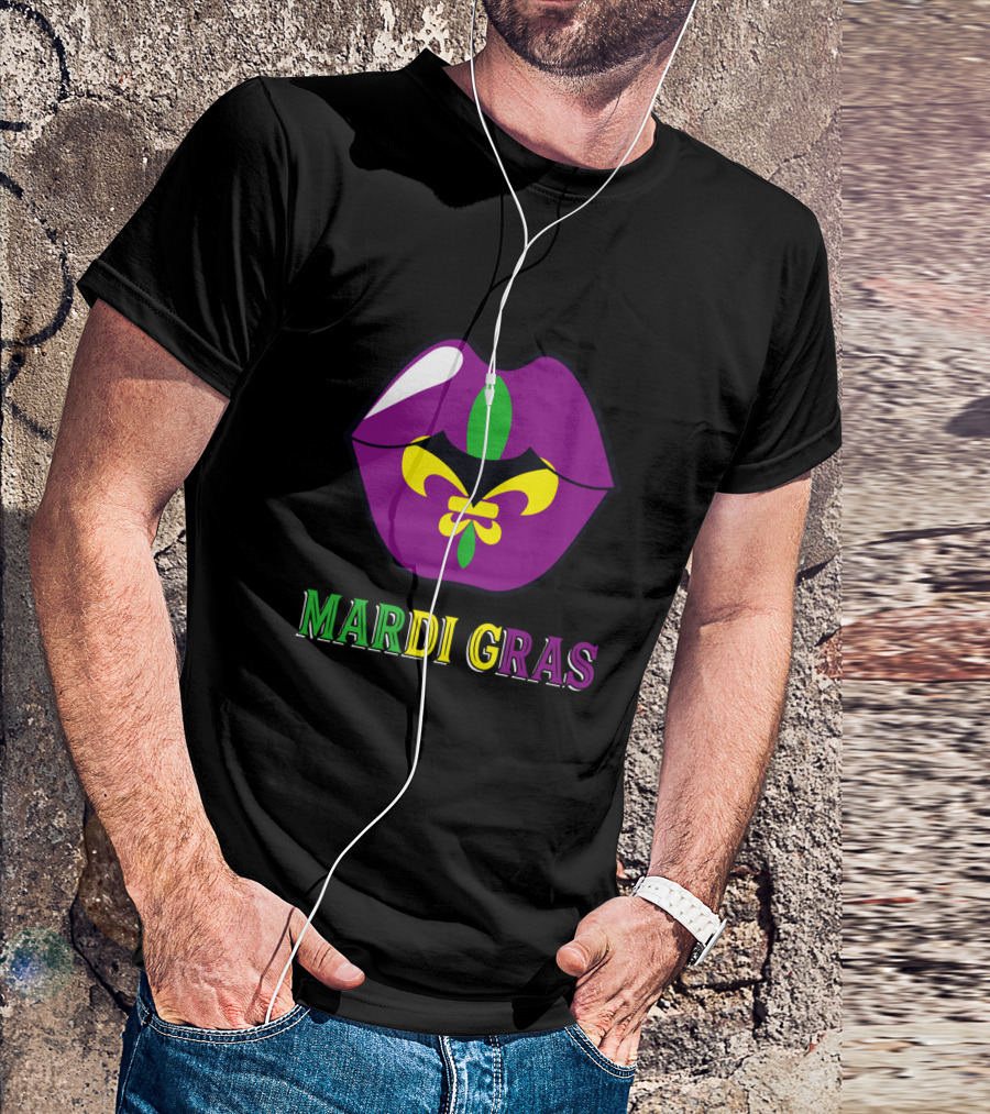 Mardi Gras Fleur De Lis Lips T-Shirt