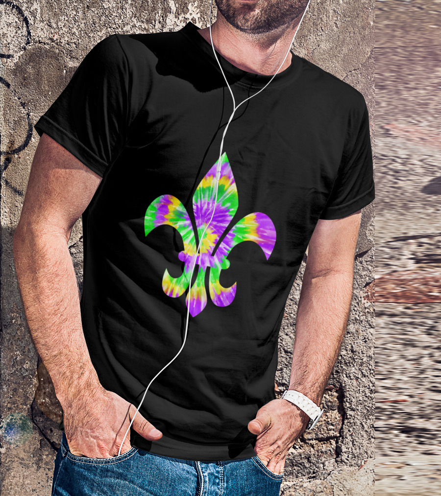 Mardi Gras Tie-Dye Fleur De Lis T-Shirt