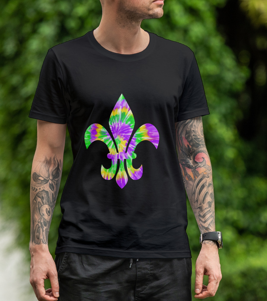 Mardi Gras Tie-Dye Fleur De Lis T-Shirt
