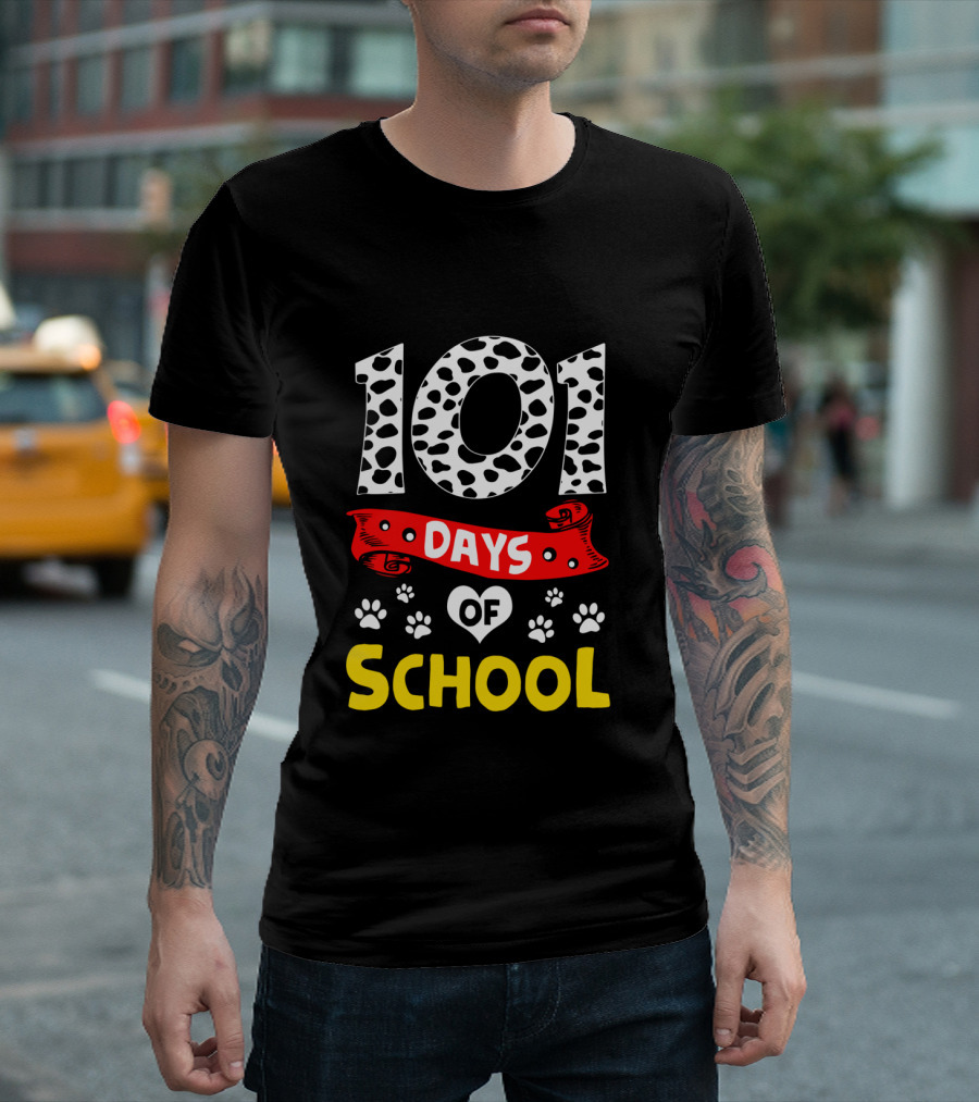 101 Days of School Dalmatian Paws T-Shirt