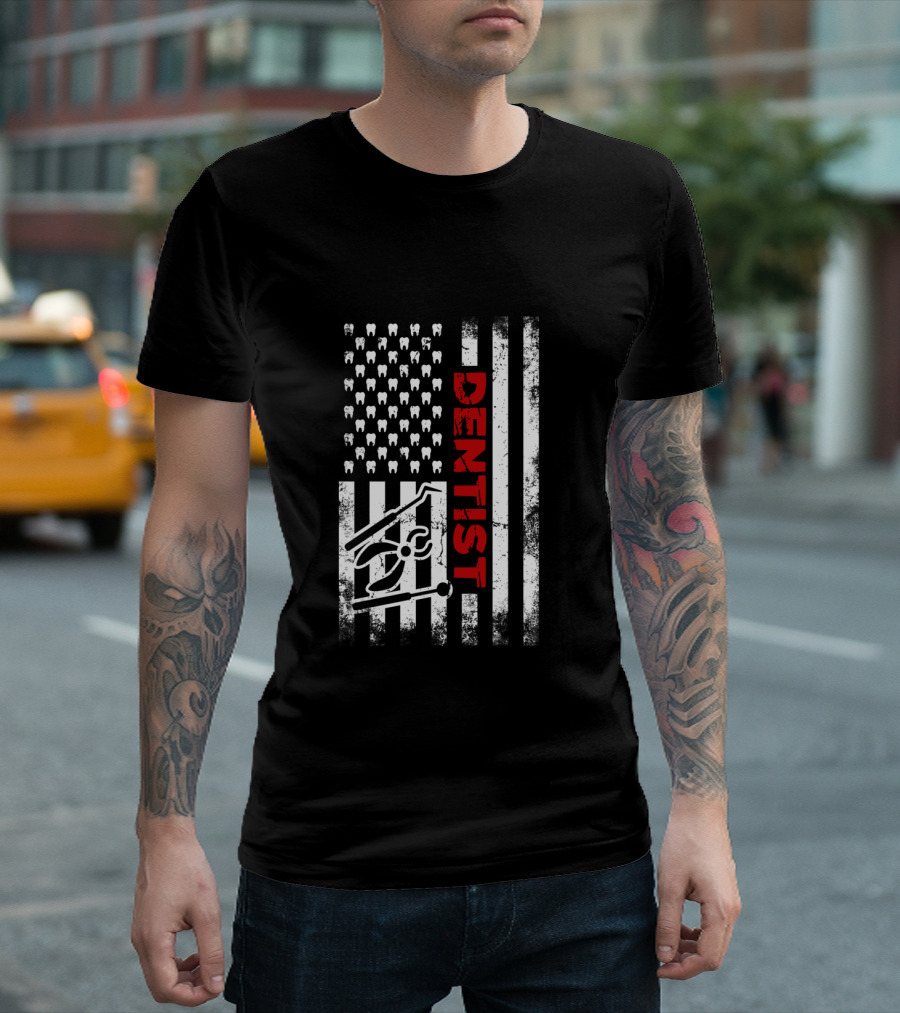 USA Dentist American Flag Tooth T-Shirt