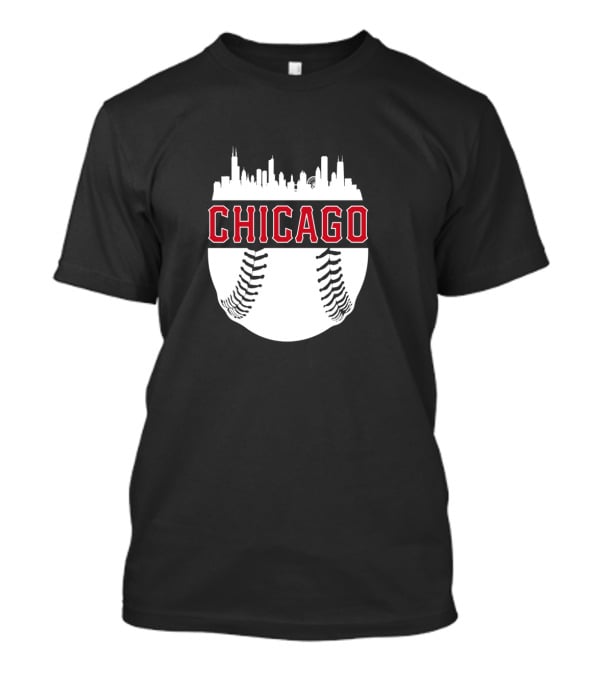 Chicago Baseball Vintage Skyline Seamlessly Fused With Iconic Cityscape T-Shirt