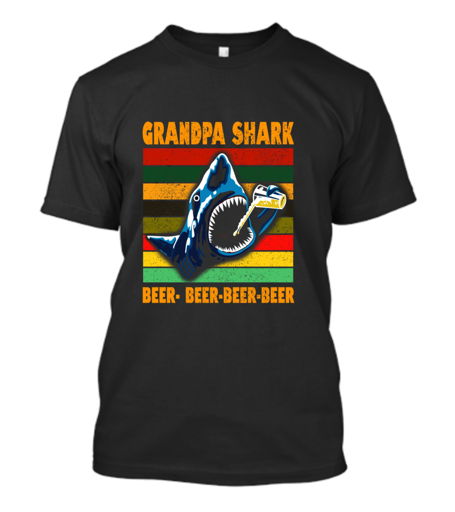 Grandpa Shark Beer Beer Beer Beer Funny Grandfather T-Shirt