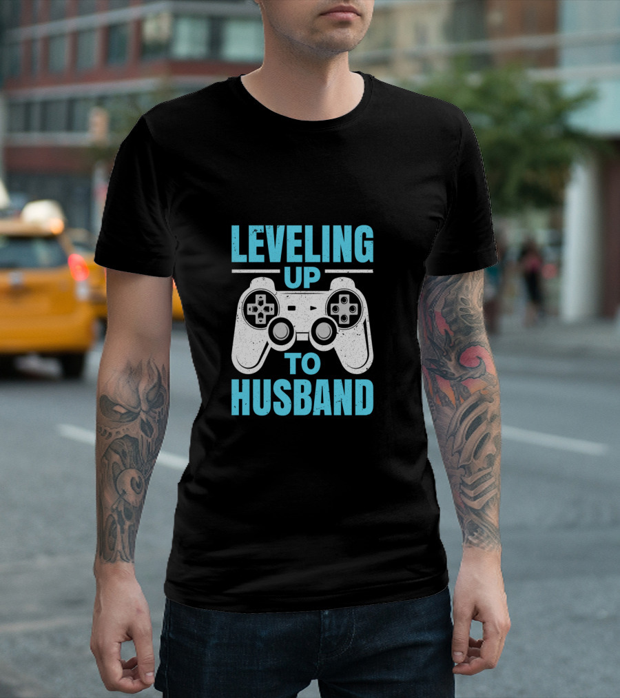 Leveling Up To Husband Funny Gamer Video Game Controller T-Shirt