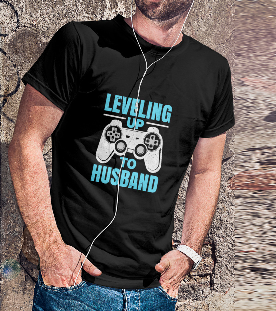 Leveling Up To Husband Funny Gamer Video Game Controller T-Shirt