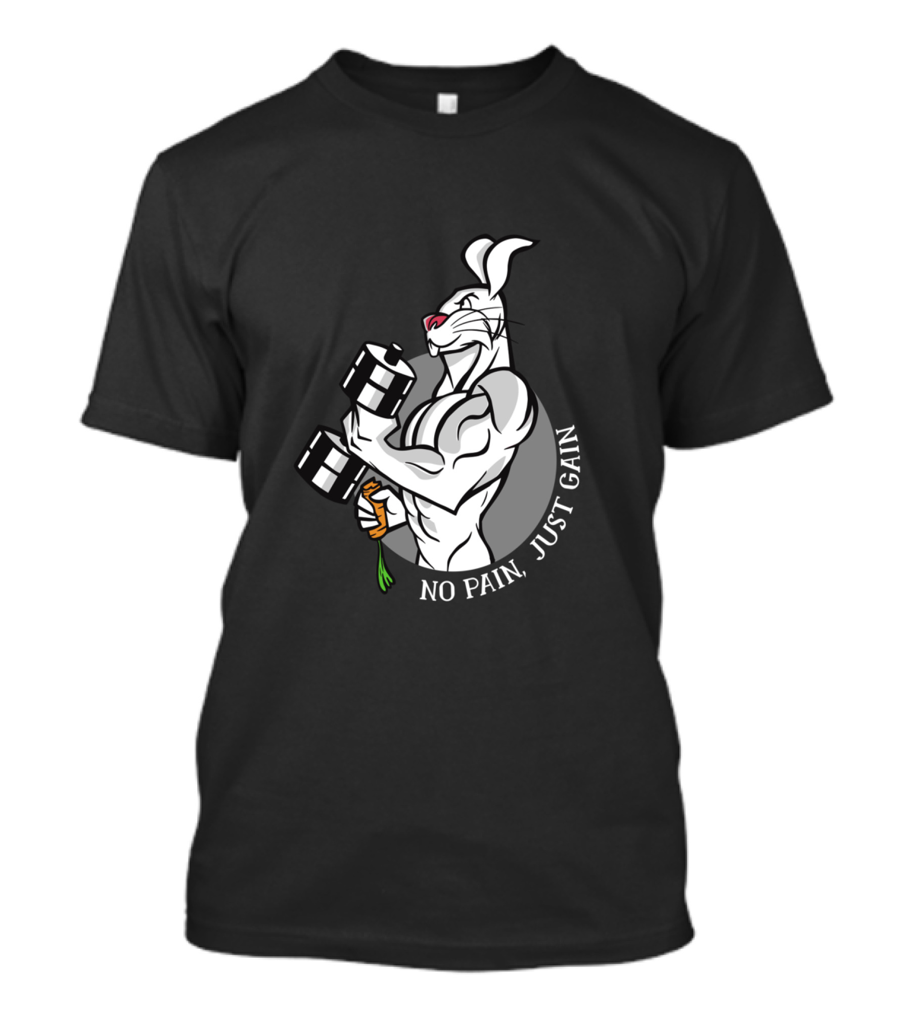 No Pain Just Gain Strong Rabbit Lifting Carrot Dumbbell T-Shirt