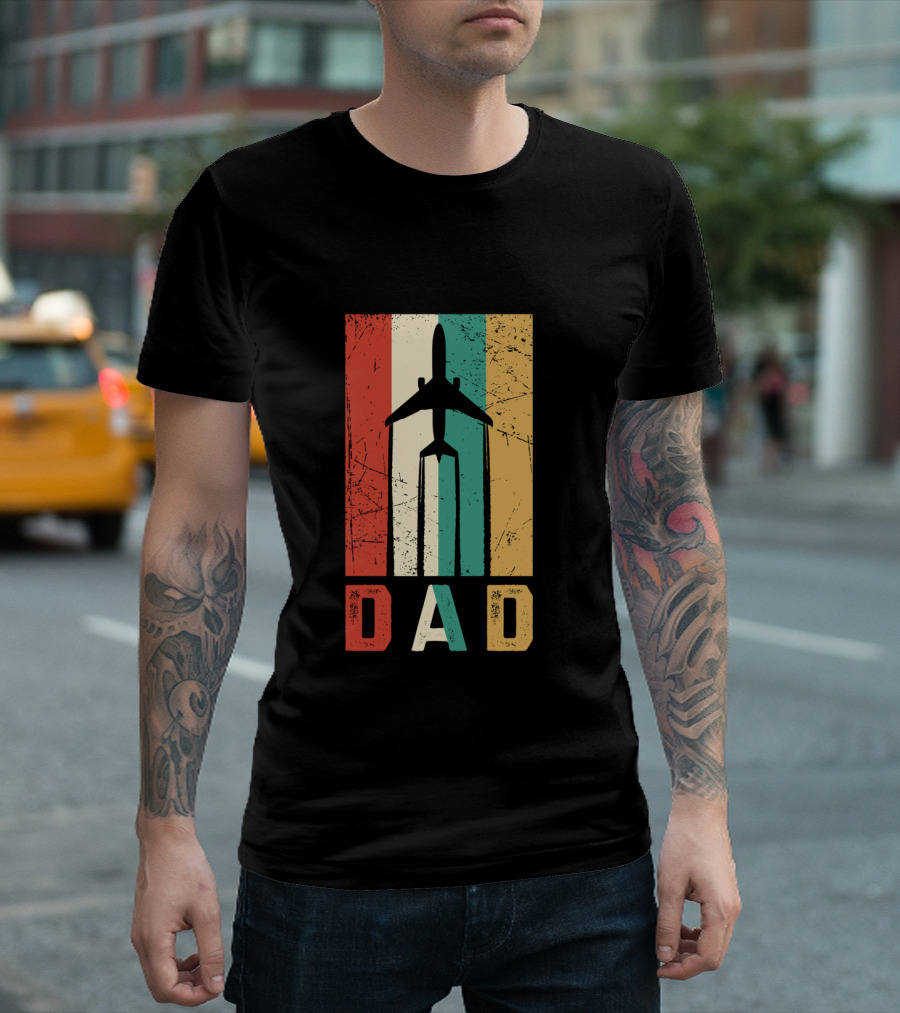 Dad Retro Airplane Vintage Aviation Pilot T-Shirt