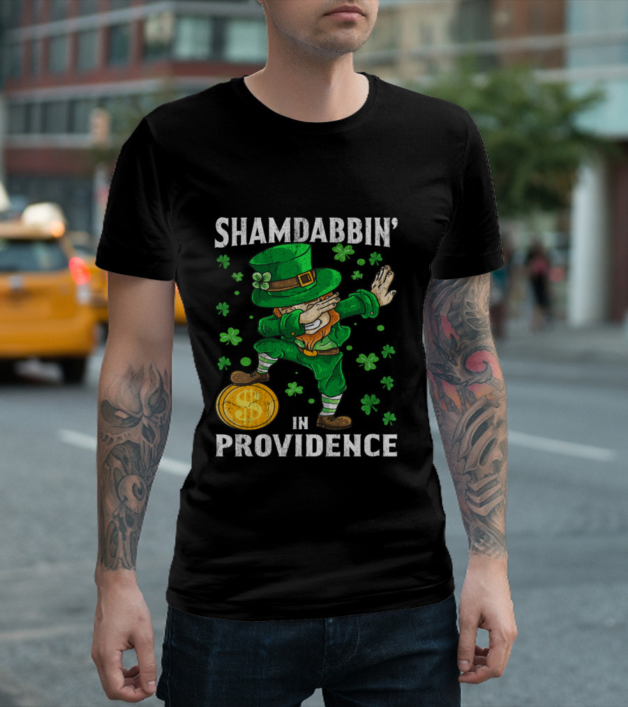 Shamdabbin' Leprechaun with Gold Coin in Providence St Patricks Day T-Shirt
