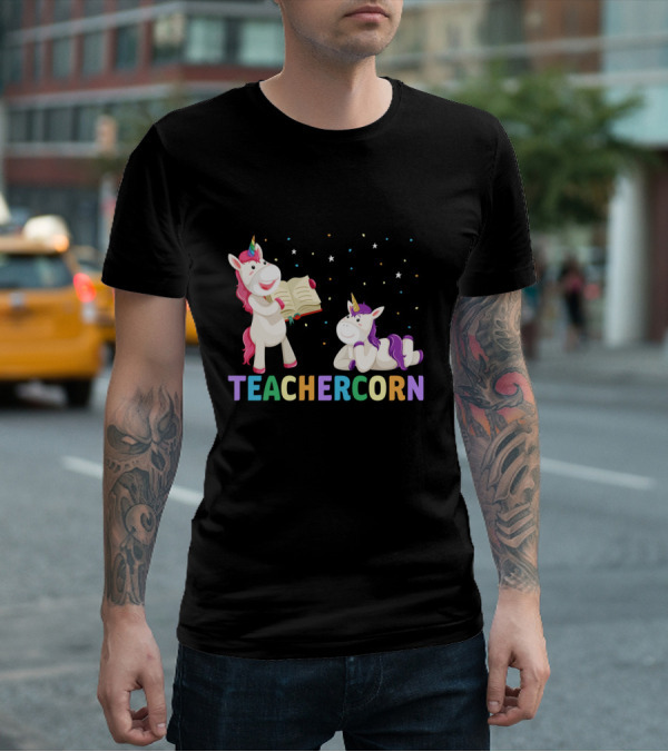 TEACHERCORN Magical Unicorn Teacher Appreciation Stars Book T-Shirt