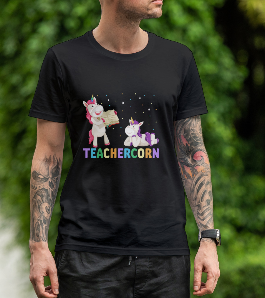TEACHERCORN Magical Unicorn Teacher Appreciation Stars Book T-Shirt