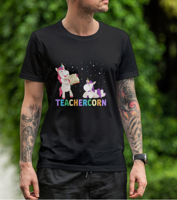 TEACHERCORN Magical Unicorn Teacher Appreciation Stars Book T-Shirt