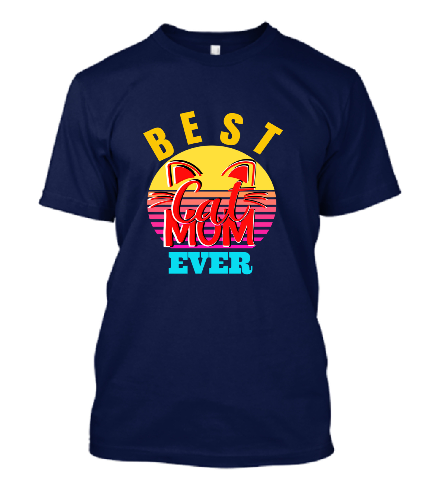 Best Cat Mom Ever Vintage Sunset Cat Ears T-Shirt