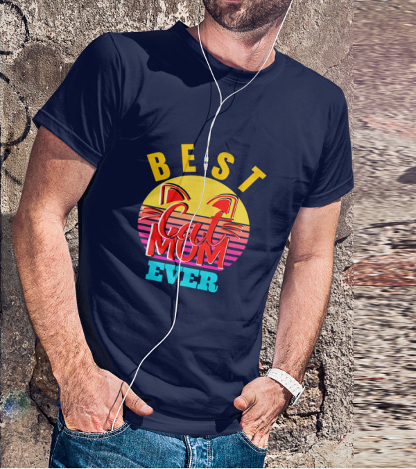 Best Cat Mom Ever Vintage Sunset Cat Ears T-Shirt