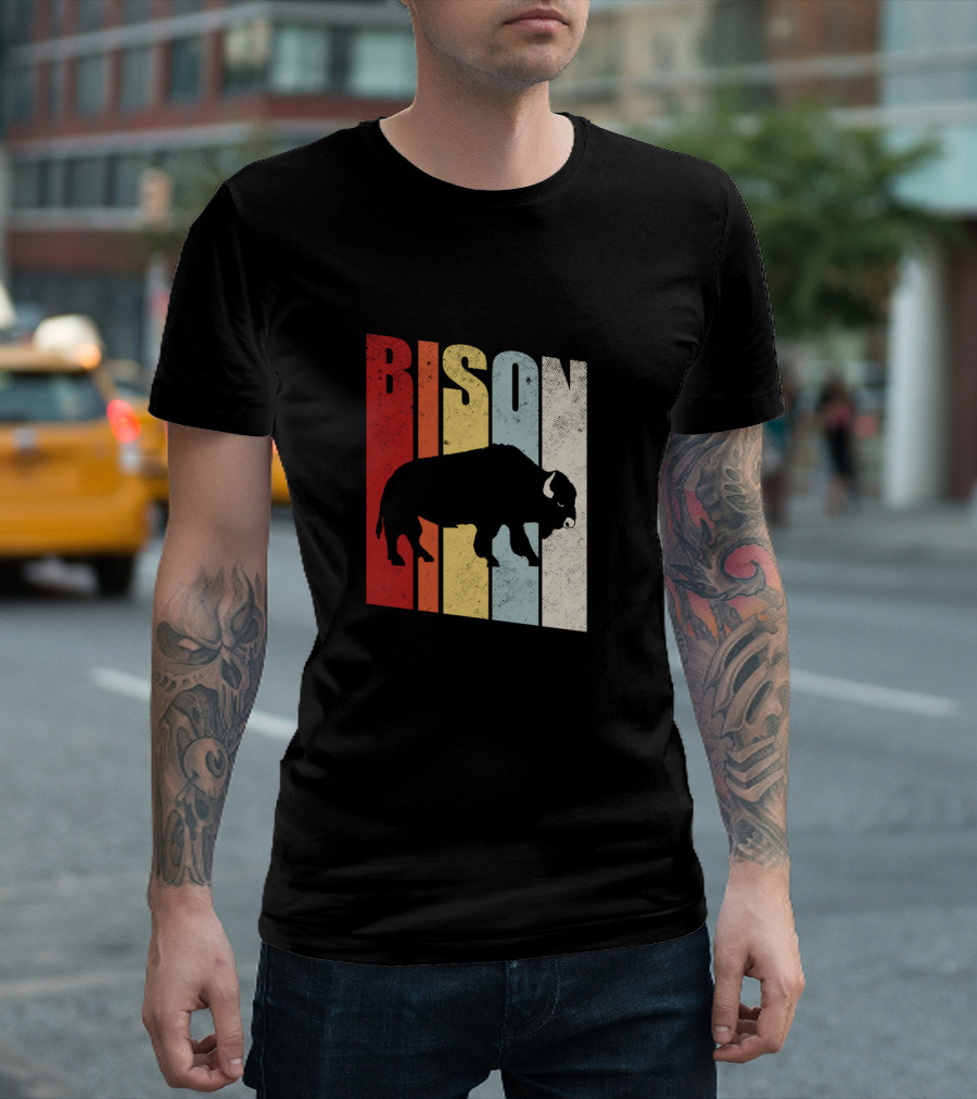Bison American Buffalo Vintage Wildlife Retro T-Shirt