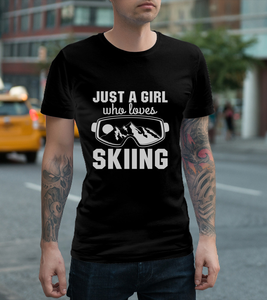 Just A Girl Who Loves Skiing Ski Goggles Mountain T-Shirt
