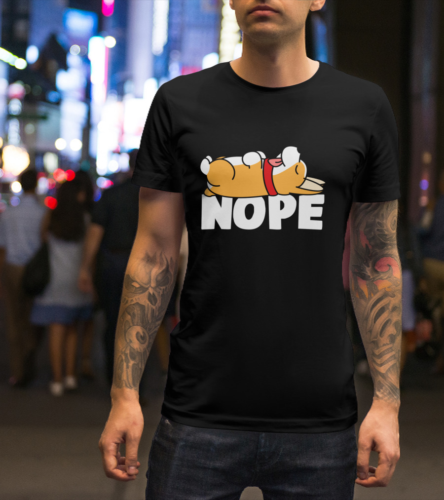 Napping Corgi Nope Lazy Dog Lover Funny T-Shirt