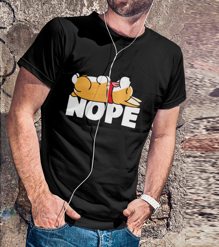 Napping Corgi Nope Lazy Dog Lover Funny T-Shirt