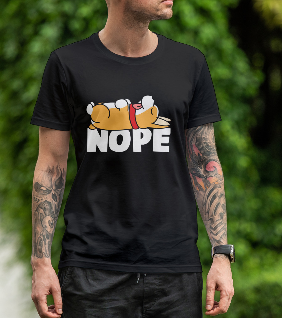 Napping Corgi Nope Lazy Dog Lover Funny T-Shirt
