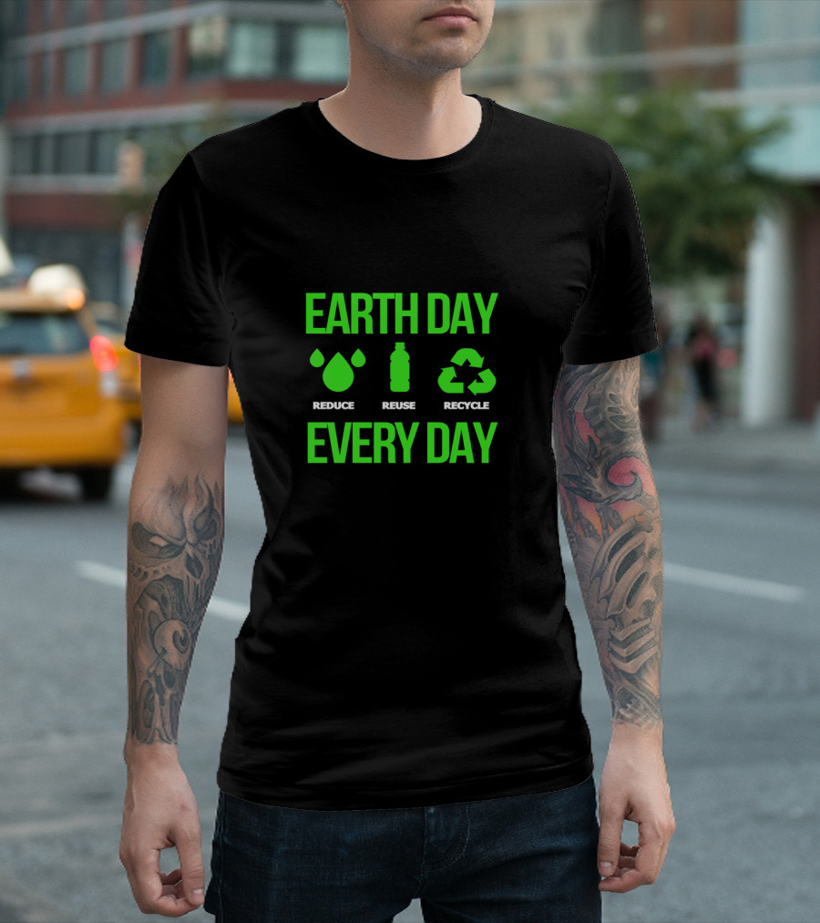 Earth Day Every Day Reduce Reuse Recycle Eco Icons T-Shirt