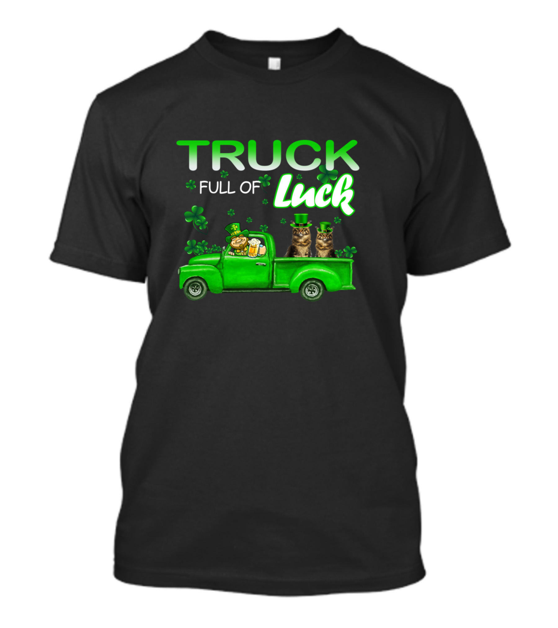 TRUCK Full Of Luck Maine Coon Cat Leprechaun T-Shirt