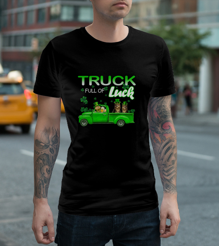 TRUCK Full Of Luck Maine Coon Cat Leprechaun T-Shirt
