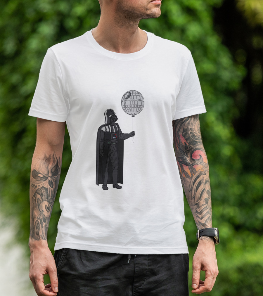 Darth Vader Holding Death Star Shaped Balloon T-Shirt