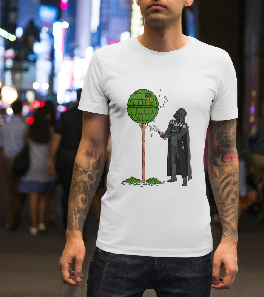 Darth Vader Pruning Death Star Topiary With Hedge Clippers T-Shirt