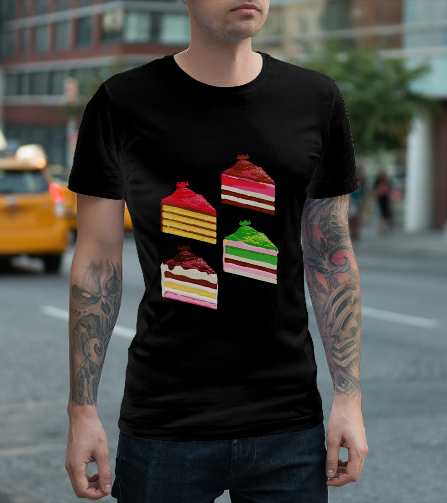 Imperial Star Destroyer Cake Slices Colorful Dessert Quartet T-Shirt
