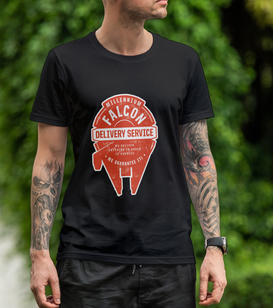Millennium Falcon Delivery Service We Deliver Anything In Under 12 Parsecs We Guarantee It T-Shirt