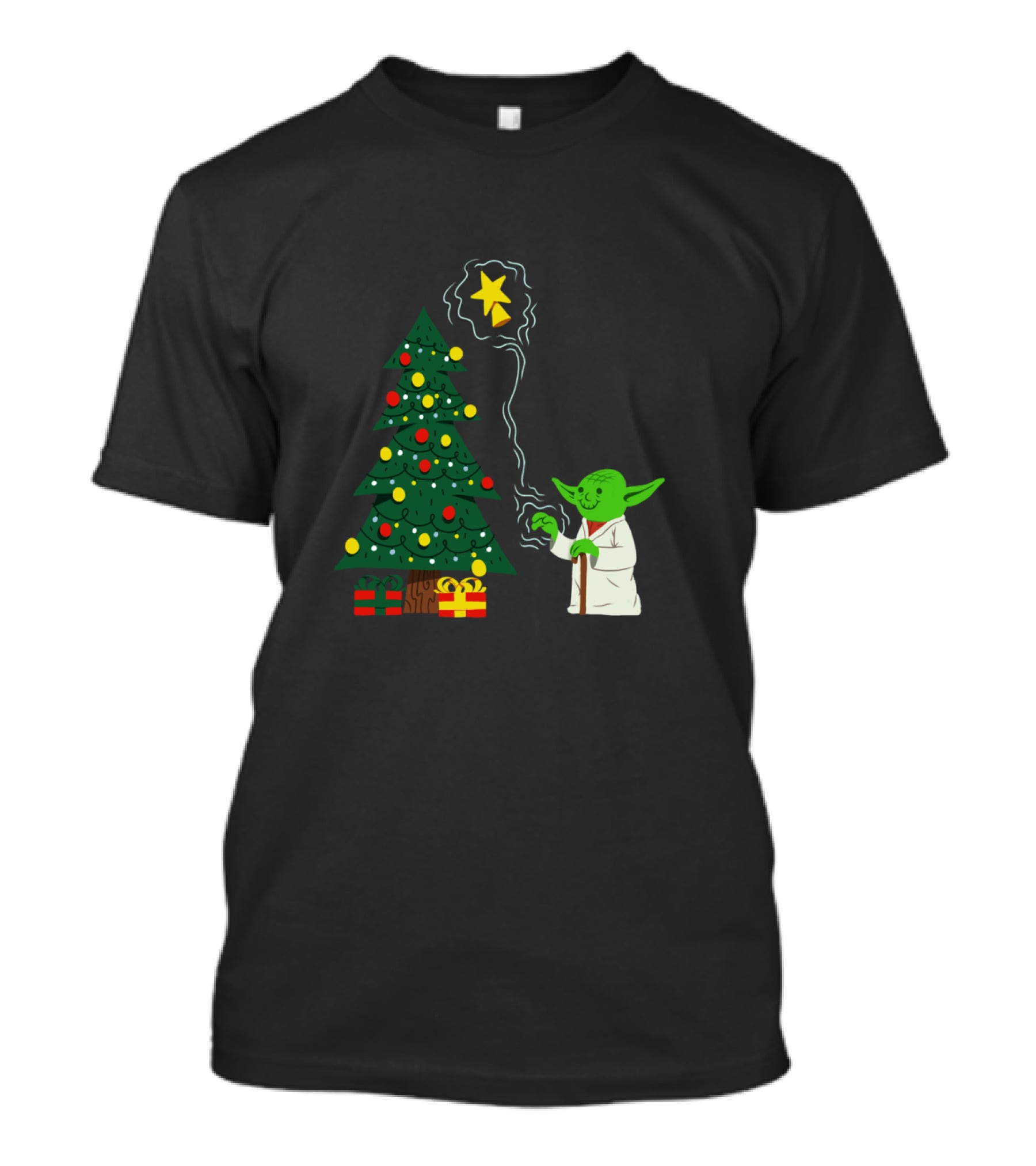 Star Wars Yoda Uses Force To Decorate Christmas Tree With Star T-Shirt